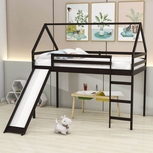Harper Orchard Kyllian Wood Loft Bed with Slide Wayfair